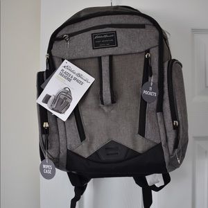 Eddie Bauer Gray Diaper Backpack Bag New